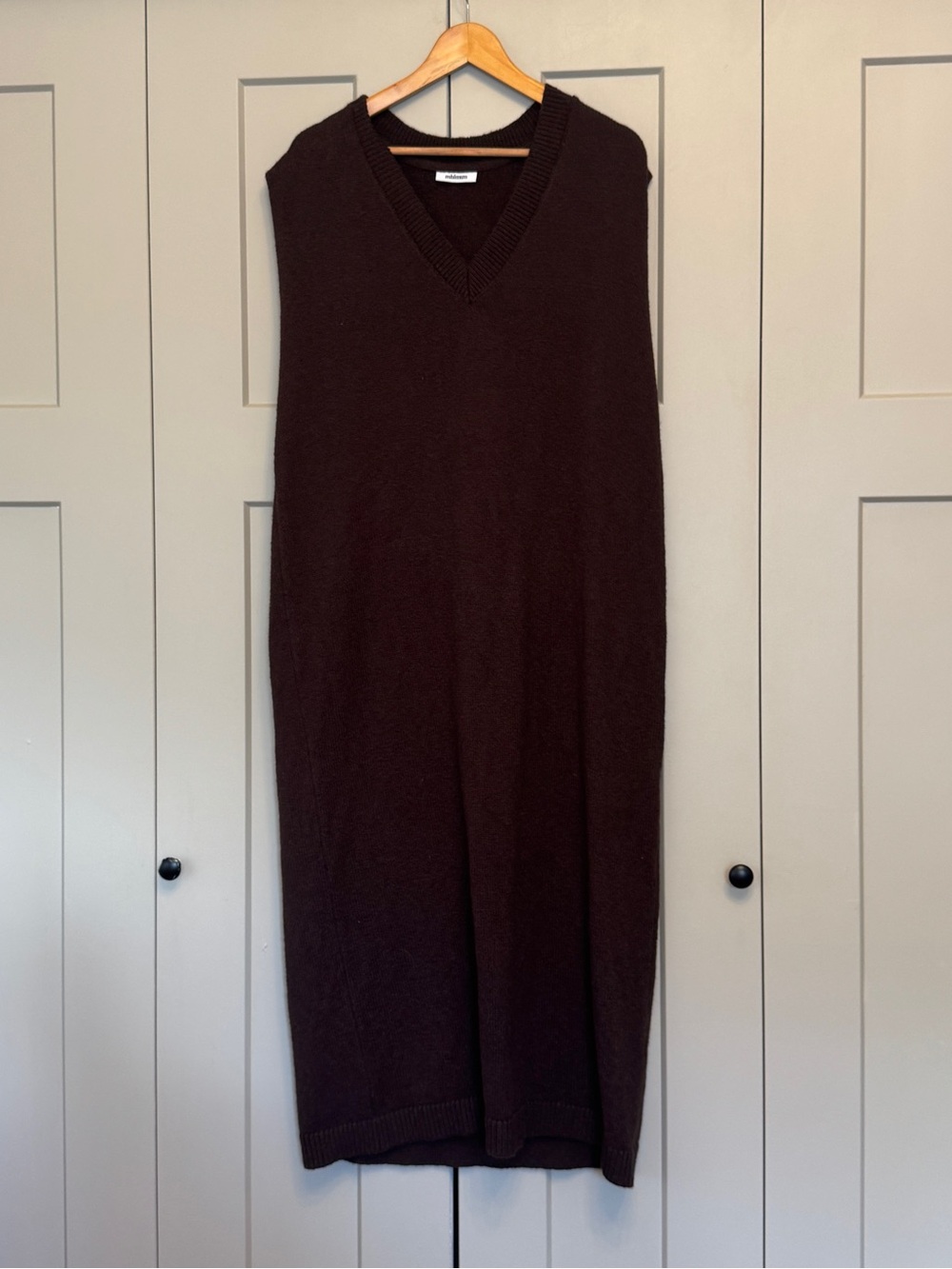 Minimum Brown Knit Vest Dress | V-Neck Sweater Dress | Sleeveless